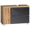 WASCHBECKENUNTERSCHRANK 85/56/35 cm  - Eiche Wotan/Grau, Modern, Holzwerkstoff (85/56/35cm) - Held