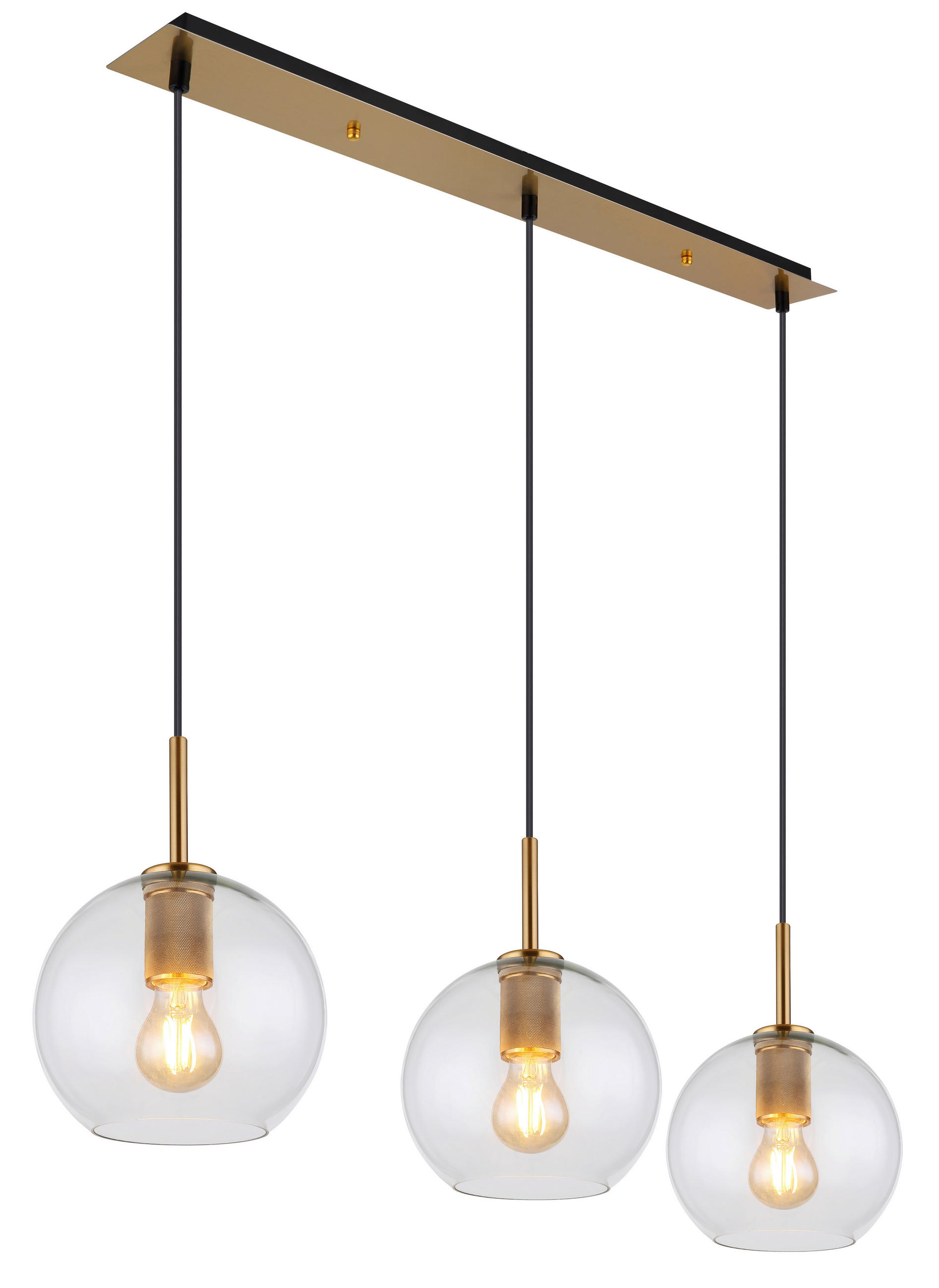 HÄNGELEUCHTE 90/20/120 cm    - Klar/Messingfarben, Design, Glas/Kunststoff (90/20/120cm) - Globo
