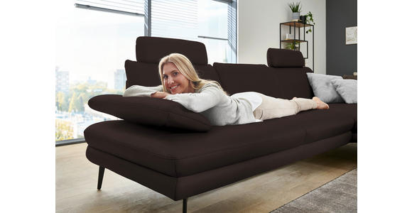ECKSOFA in Echtleder Braun 310/180 cm - Schwarz/Braun, Design, Leder/Metall (310/180cm) - Dieter Knoll