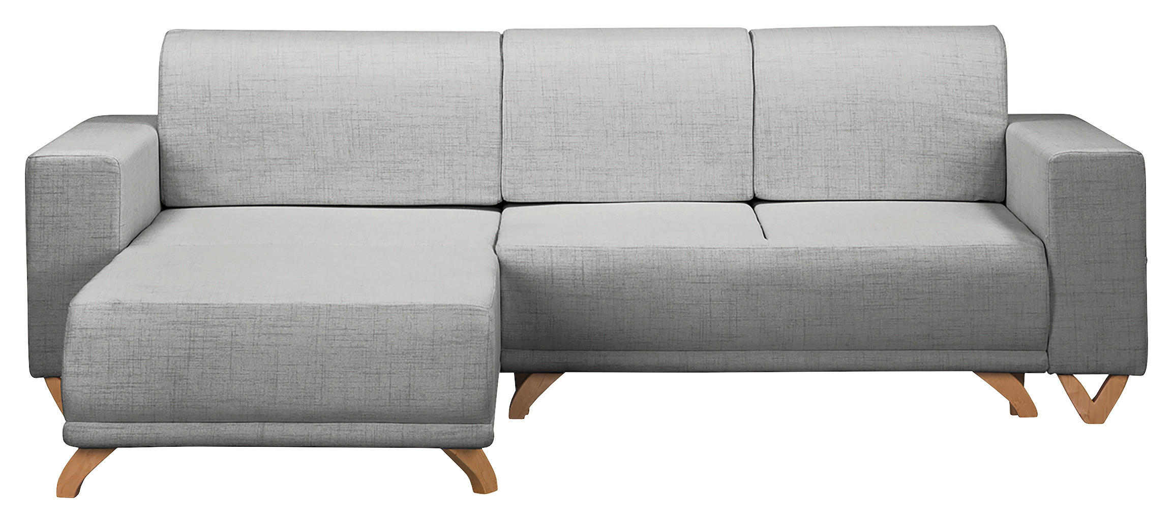 ECKSOFA Bella Grau Textilgeflecht  - Wengefarben/Grau, Design, Holz/Textil (257/174cm) - Livetastic