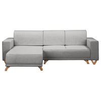 ECKSOFA Textilgeflecht Grau  - Wengefarben/Grau, Design, Holz/Textil (257/174cm) - Livetastic