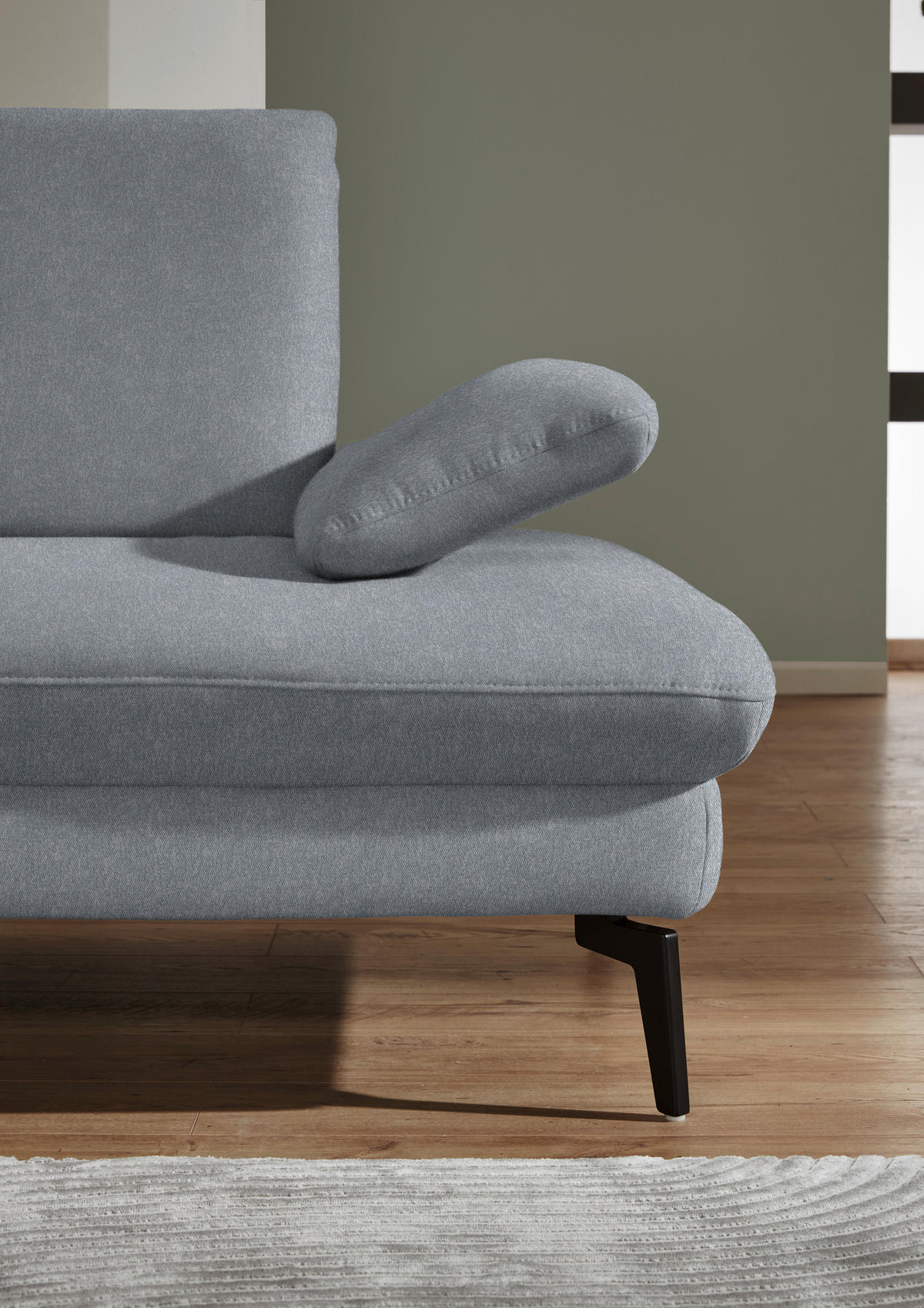 ECKSOFA in Chenille, Mikrofaser Blaugrau  - Blaugrau/Schwarz, Design, Textil/Metall (157/299cm) - Dieter Knoll