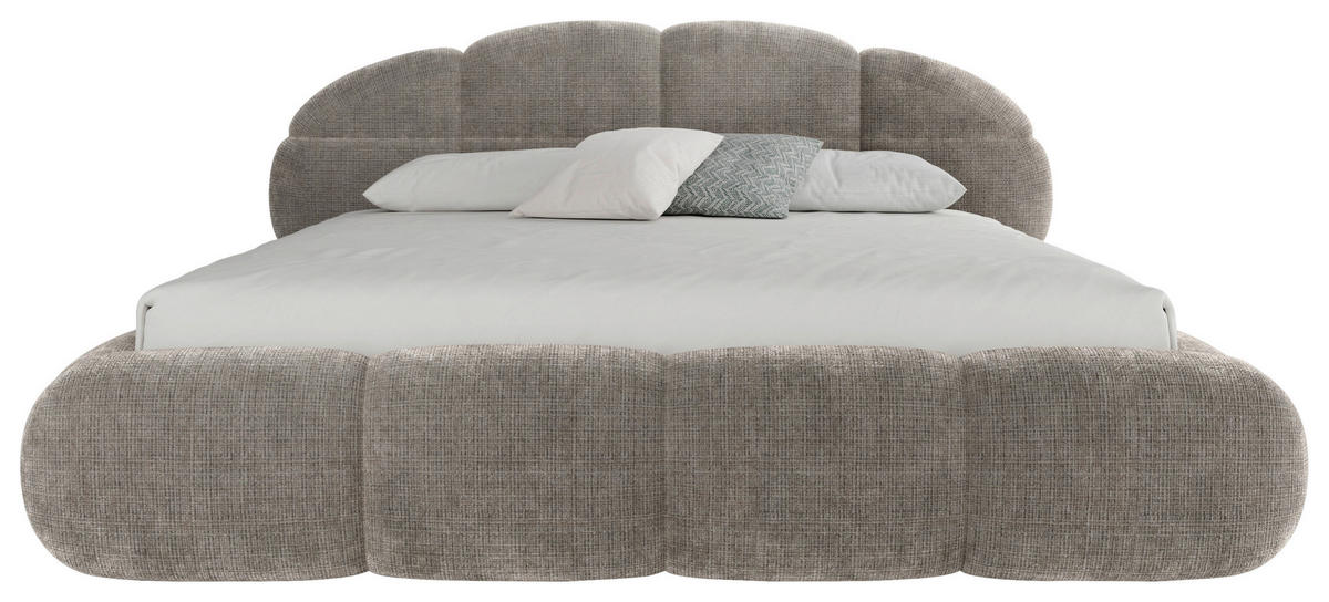 POLSTERBETT 180/200 cm,  in Taupe, gepolstertes Kopfteil, Lattenrost, Bettkasten,  - Taupe/Schwarz, Design, Holz/Textil (180/200cm) - Chameo