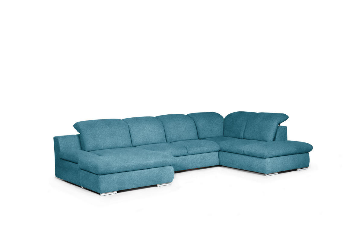 WOHNLANDSCHAFT in Chenille Blau  - Chromfarben/Blau, Design, Textil/Metall (165/353/212cm) - Livetastic