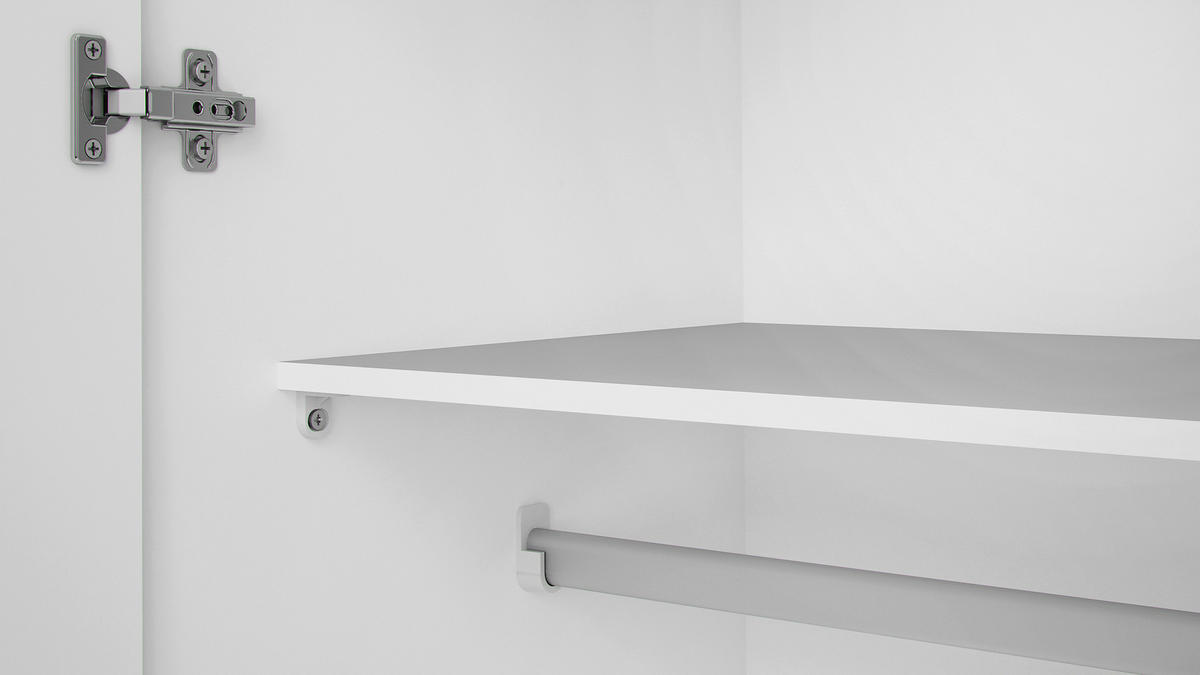 KLEIDERSCHRANK in Weiss  - Weiss/Silberfarben, Basics, Holzwerkstoff/Metall (77,6/175,4/49,5cm) - MID.YOU