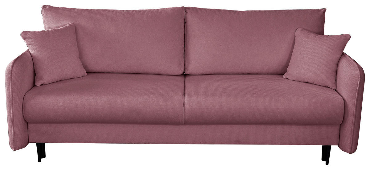 SCHLAFSOFA in Webstoff Rosa  - Schwarz/Rosa, Design, Holz/Kunststoff (216/96/102cm) - MID.YOU