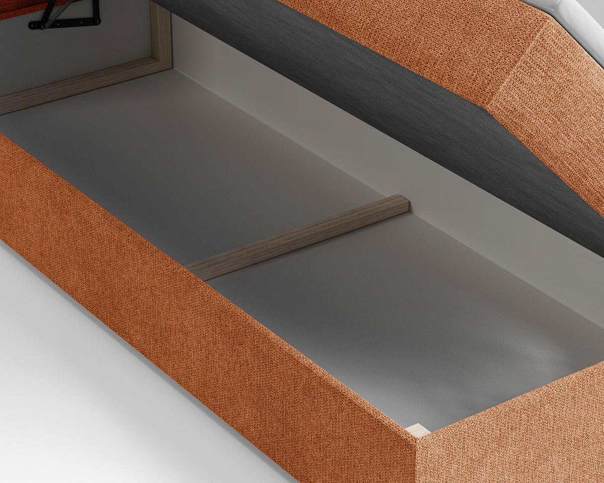 BOXBETT 160/200 cm,  in Kupferfarben, Bettkasten, Topper, H2 + H3 = mittel + fest  - Schwarz/Kupferfarben, MODERN, Holz/Kunststoff (160/200cm) - Livetastic