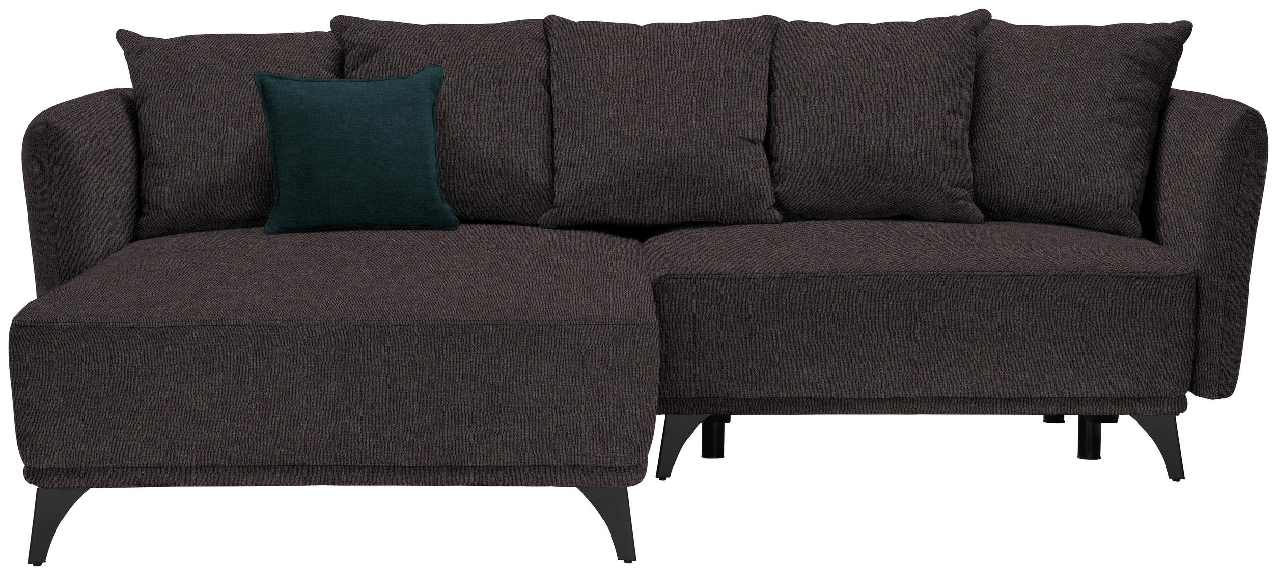 ECKSOFA in Chenille Braun  172/255 cm  - Schwarz/Braun, LIFESTYLE, Textil/Metall (172/255cm) - Carryhome
