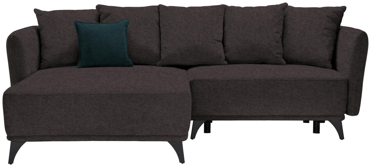ECKSOFA in Chenille Braun  172/255 cm  - Schwarz/Braun, LIFESTYLE, Textil/Metall (172/255cm) - Carryhome