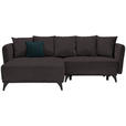 ECKSOFA in Chenille Braun  - Schwarz/Braun, LIFESTYLE, Textil/Metall (172/255cm) - Carryhome