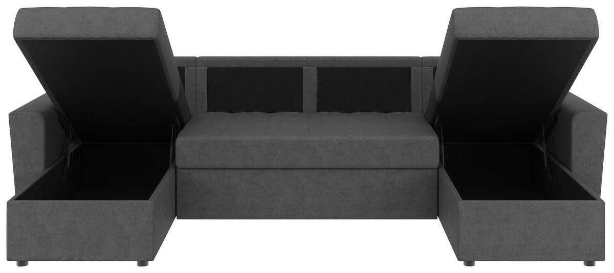 WOHNLANDSCHAFT TERMOLI in Jacquard Grau  - Schwarz/Grau, Design, Kunststoff/Textil (155/296/155cm) - MID.YOU