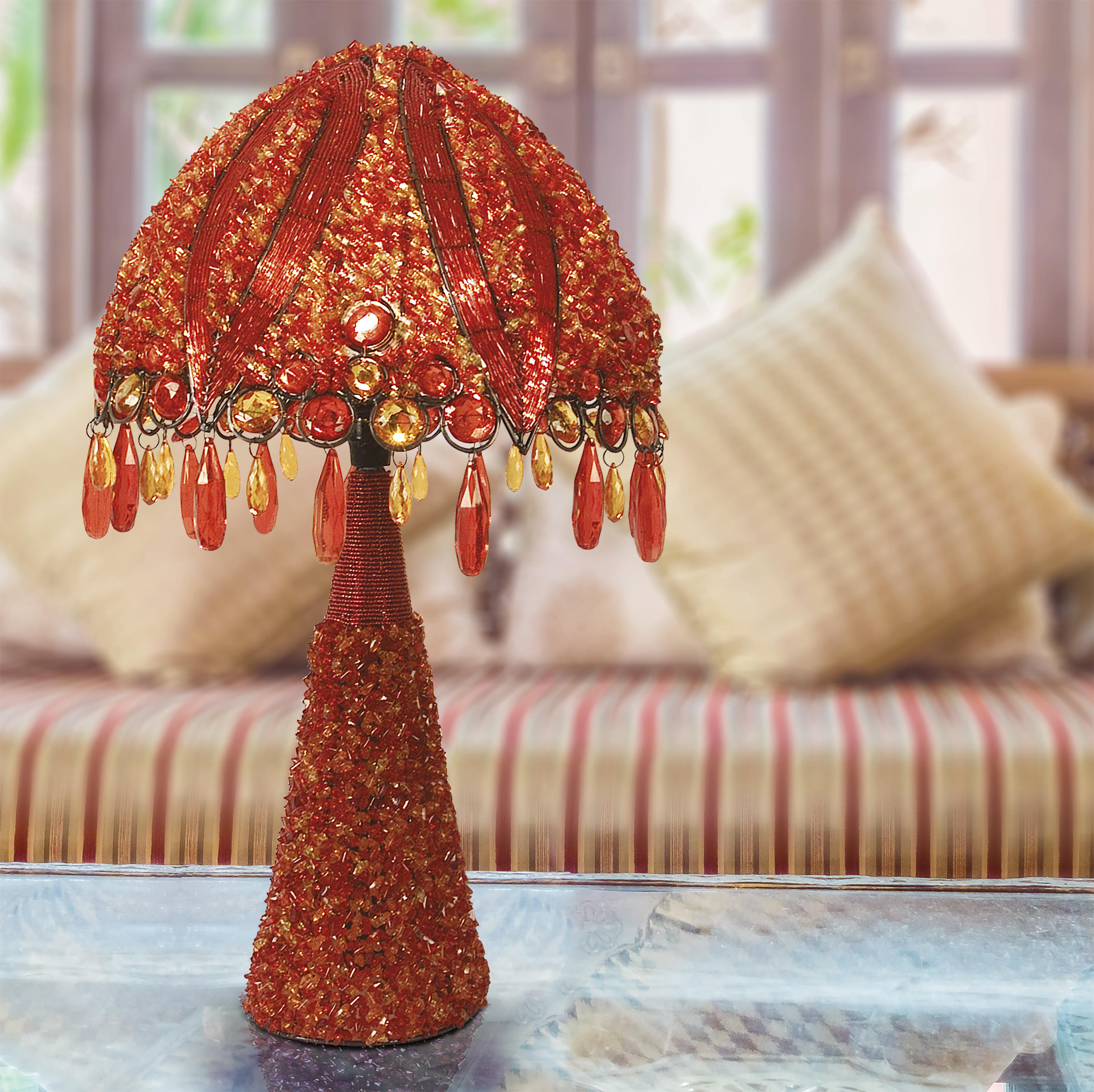TISCHLEUCHTE PERLA 30/53 cm   - Orange, LIFESTYLE, Kunststoff/Metall (30/53cm) - Näve