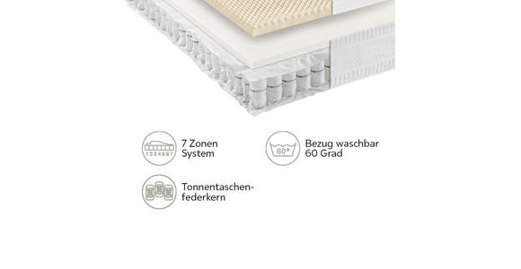 TASCHENFEDERKERNMATRATZE 120/200 cm Höhe ca. 23 cm - Weiß, Basics, Textil (120/200cm) - Novel