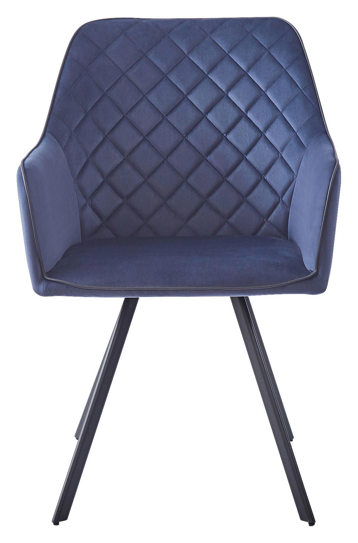 ARMLEHNSTUHL  in Samt  - Dunkelblau/Grau, MODERN, Textil/Metall (58/85/64,5cm) - Kayoom