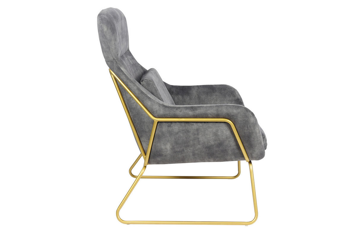 SESSEL in Samt, Velours Grau  - Messingfarben/Grau, MODERN, Textil/Metall (73/102/80cm) - Livetastic