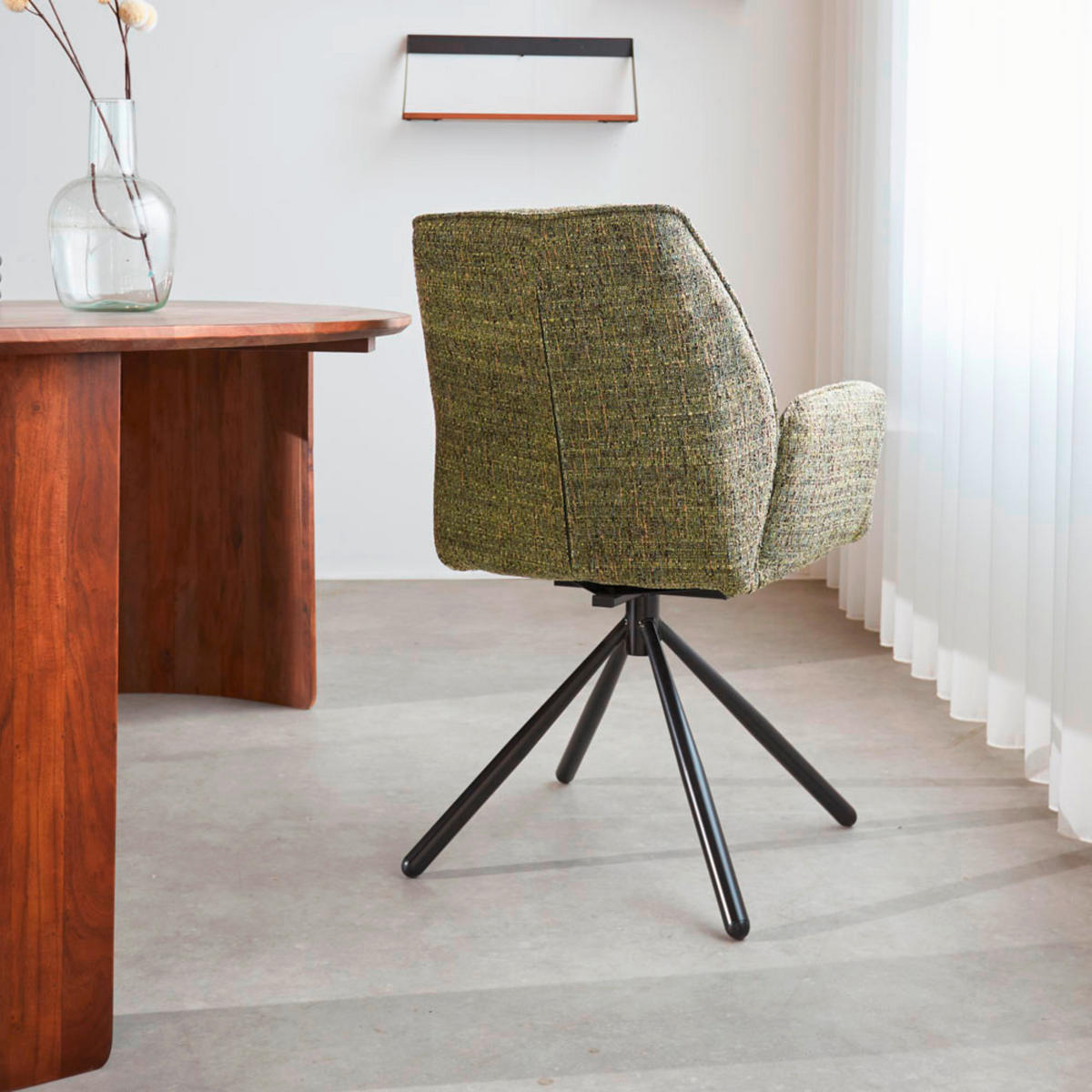 SADA ŽIDLÍ S PODRUČKAMI 2 kusy - černá/zelená, Moderní, kov/textil (57,5/92/52cm) - MID.YOU