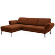ECKSOFA  in Flachgewebe Kupferfarben Armteilverstellung, Relaxfunktion, Drehsitzfunktion  175-224/255-365 cm  - Schwarz/Kupferfarben, Design, Textil/Metall (175-224/255-365cm) - Dieter Knoll