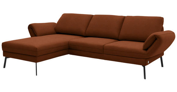 ECKSOFA  in Flachgewebe Kupferfarben Armteilverstellung, Relaxfunktion, Drehsitzfunktion  175-224/255-365 cm  - Schwarz/Kupferfarben, Design, Textil/Metall (175-224/255-365cm) - Dieter Knoll
