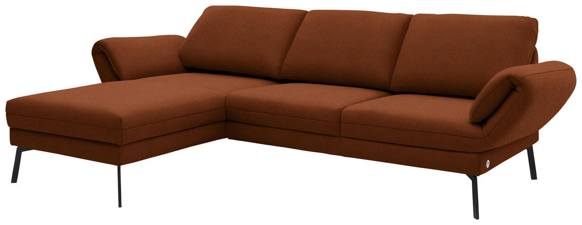 ECKSOFA  in Flachgewebe Kupferfarben  175-224/255-365 cm  - Schwarz/Kupferfarben, Design, Textil/Metall (175-224/255-365cm) - Dieter Knoll