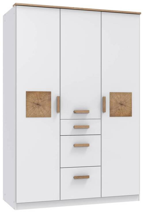 BABYKLEIDERSCHRANK - Weiss/Eichefarben, Modern, Holzwerkstoff (135/199/58cm) - MID.YOU