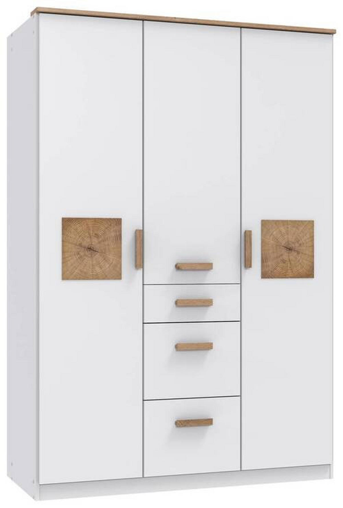 BABYKLEIDERSCHRANK - Weiss/Eichefarben, Modern, Holzwerkstoff (135/199/58cm) - MID.YOU