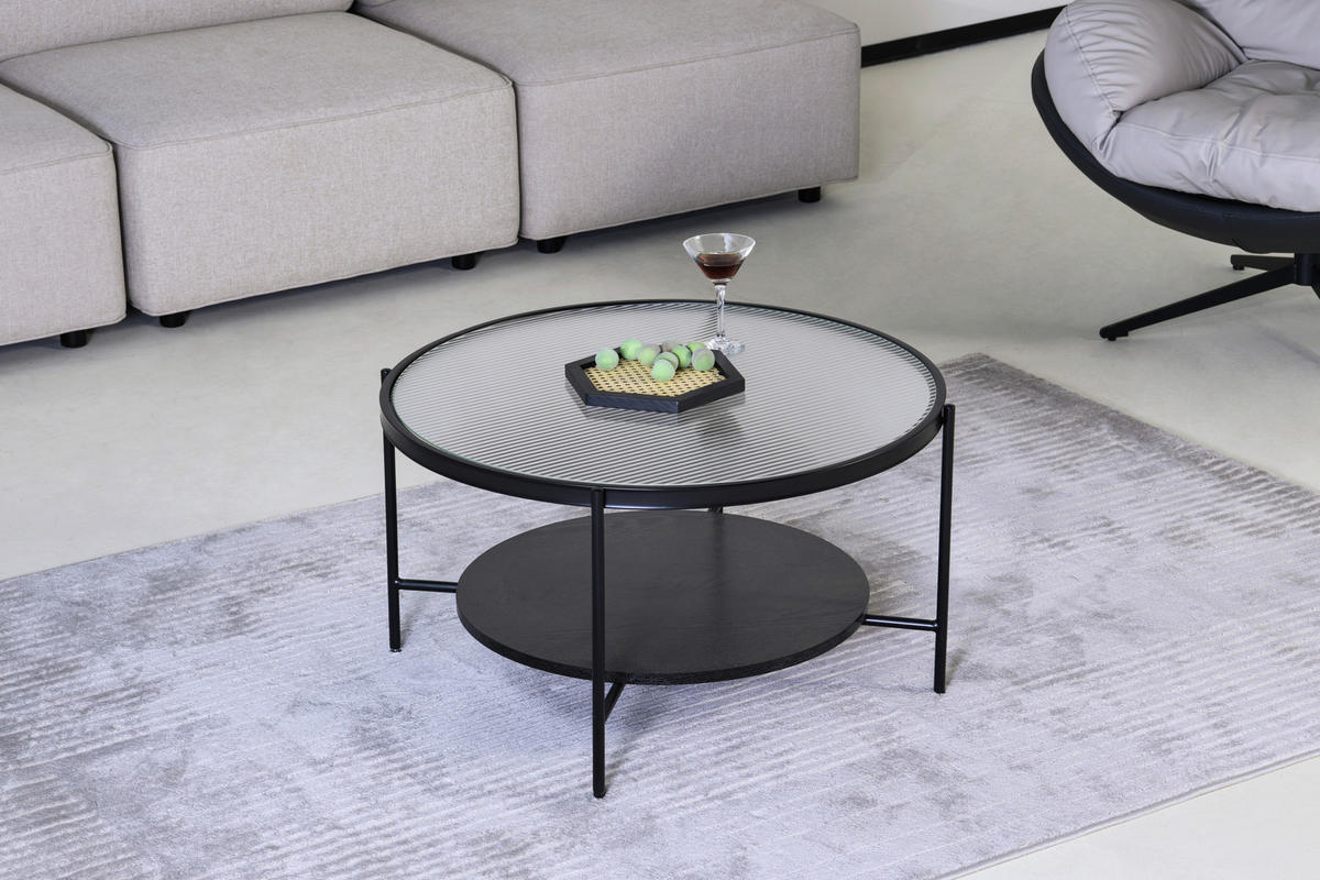 COUCHTISCH in Metall, Glas 80/80/45 cm  - Schwarz/Grau, Design, Glas/Metall (80/80/45cm) - MID.YOU