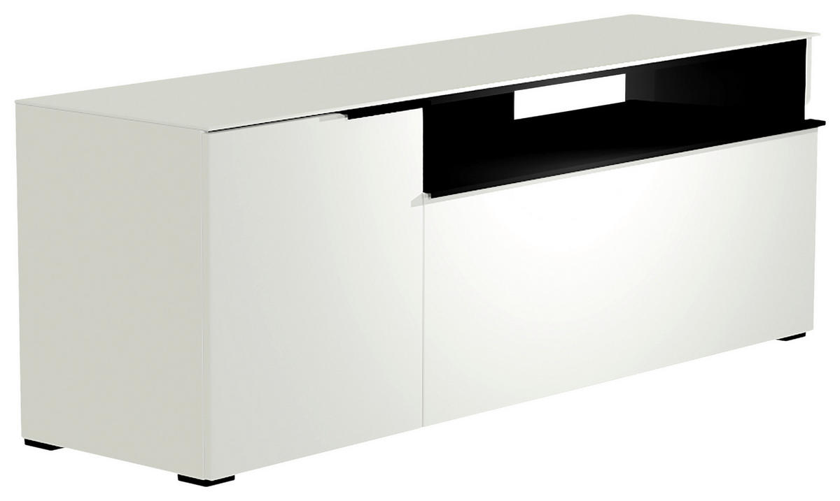 LOWBOARD  in 160/58/45 cm  - Schwarz/Weiß, Design, Glas/Holzwerkstoff (160/58/45cm) - Moderano