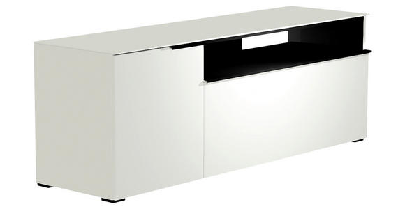 LOWBOARD  in 160/58/45 cm  - Schwarz/Weiß, Design, Glas/Holzwerkstoff (160/58/45cm) - Moderano