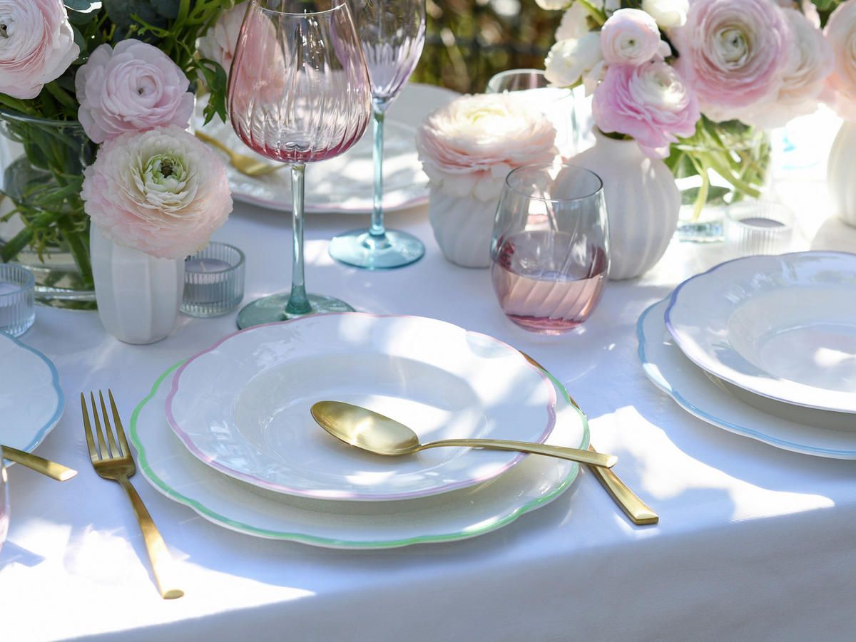 KOMBISERVICE Lila, Weiß, Hellblau, Hellrosa, Limette Florine Bunt 20-teilig 4 Personen  - Hellrosa/Lila, Basics, Keramik - Creatable