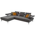 ECKSOFA  in Mikrofaser Anthrazit  224/305 cm  - Anthrazit/Schwarz, Design, Textil/Metall (224/305cm) - Dieter Knoll