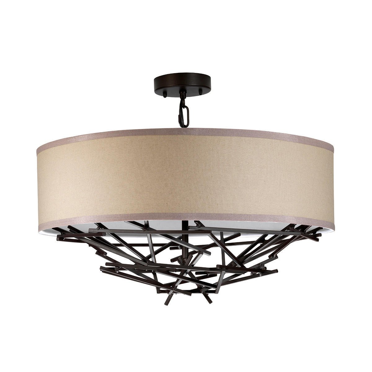 HÄNGLAMPA Elstead Taiko 55/42.4 cm  - bronsfärgad, Natur, metall/textil (55/42.4cm) - Elstead Lighting