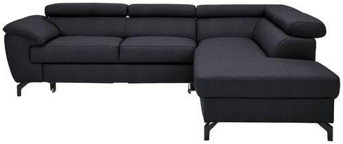 Freisteller von Celina Home ECKSOFA Schwarz Echtleder.