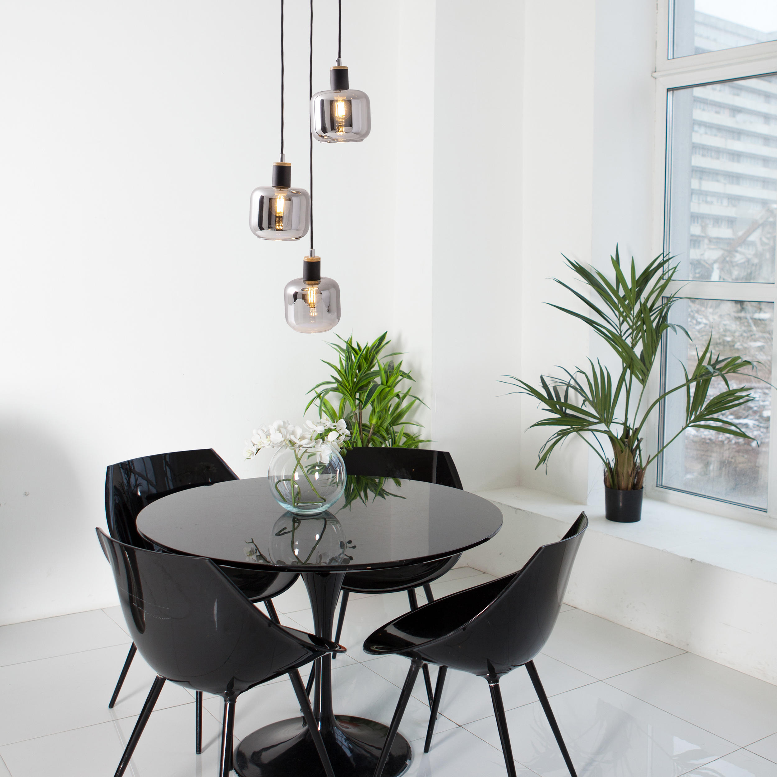 HÄNGELEUCHTE 20/120 cm  - Schwarz, Design, Glas/Metall (20/120cm) - Näve