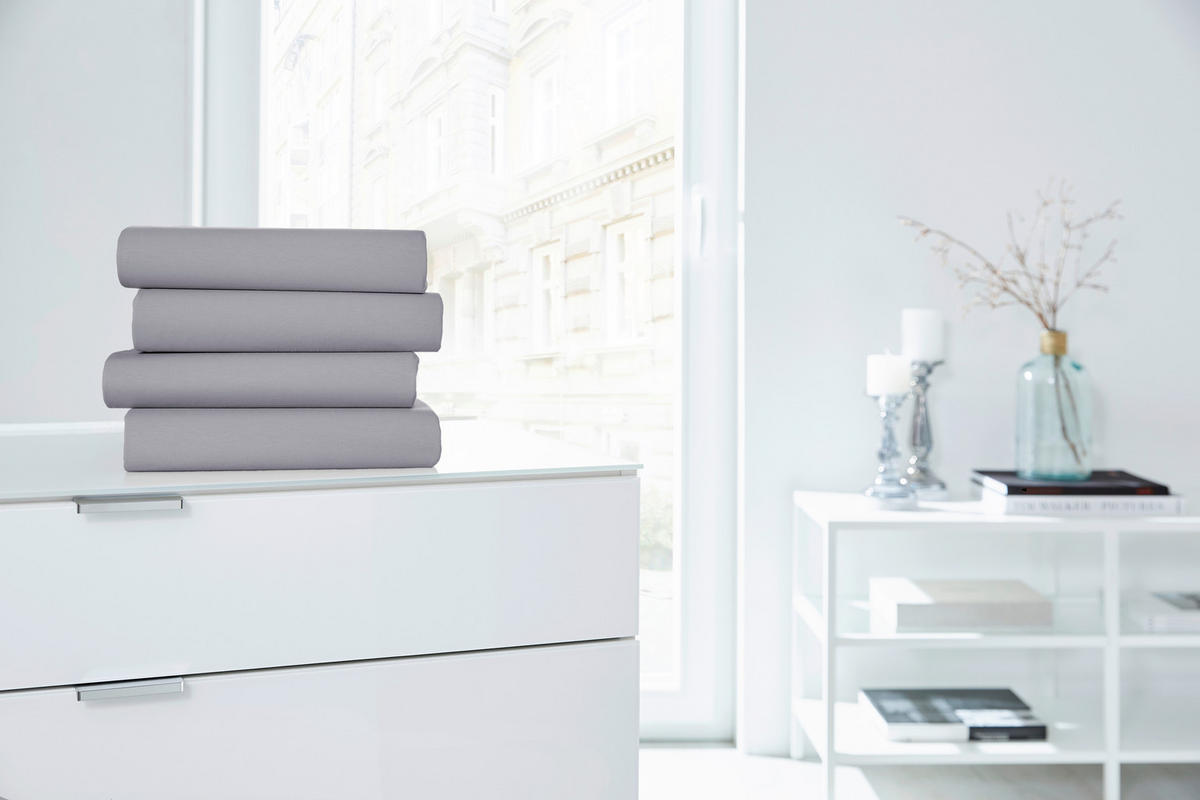 SPANNLEINTUCH 100/200 cm Jersey  - Grau, Basics, Textil (100/200cm)