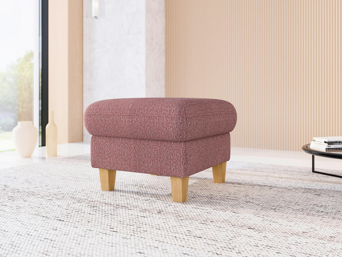 HOCKER GLENDALE E Chenille Aubergine  - Eichefarben/Aubergine, KONVENTIONELL, Holz/Textil (58/48/58cm) - Sit & More