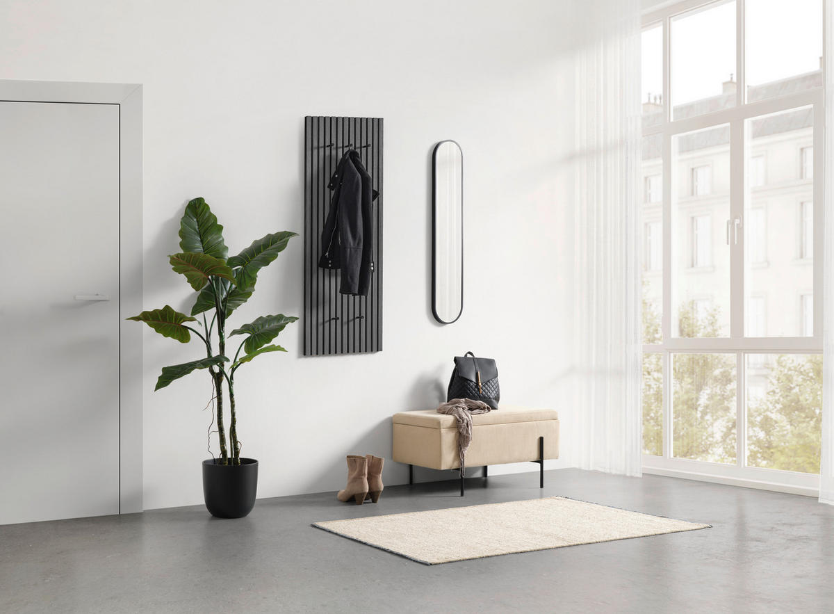 GARDEROBENPANEEL  in 50/125/7 cm  - Schwarz/Grau, MODERN, Holzwerkstoff/Textil (50/125/7cm) - Xora