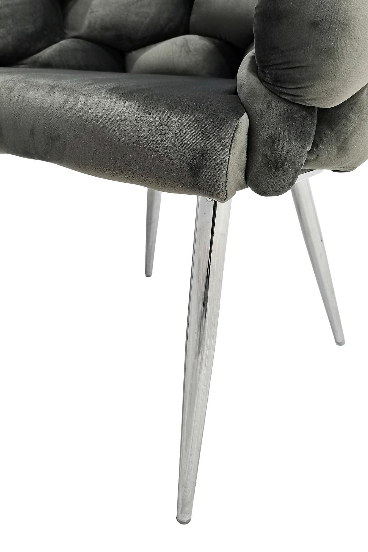 ARMLEHNSTUHL-SET 2 Stück  in Samt  - Anthrazit/Silberfarben, MODERN, Textil/Metall (65/79/61cm) - Kayoom
