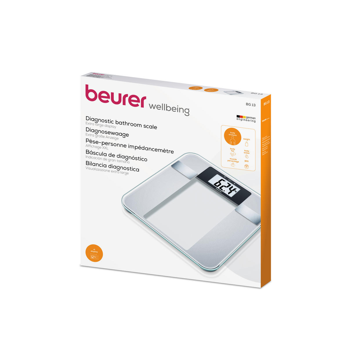 KÖRPERANALYSEWAAGE - Hellgrau, Basics, Glas (3.2/33/31.5cm) - Beurer