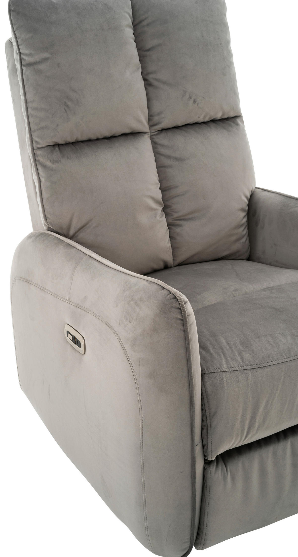 RELAXSESSEL Samt Relaxfunktion, Rücken echt    - Schwarz/Grau, Design, Textil/Metall (76/109/87cm) - Carryhome