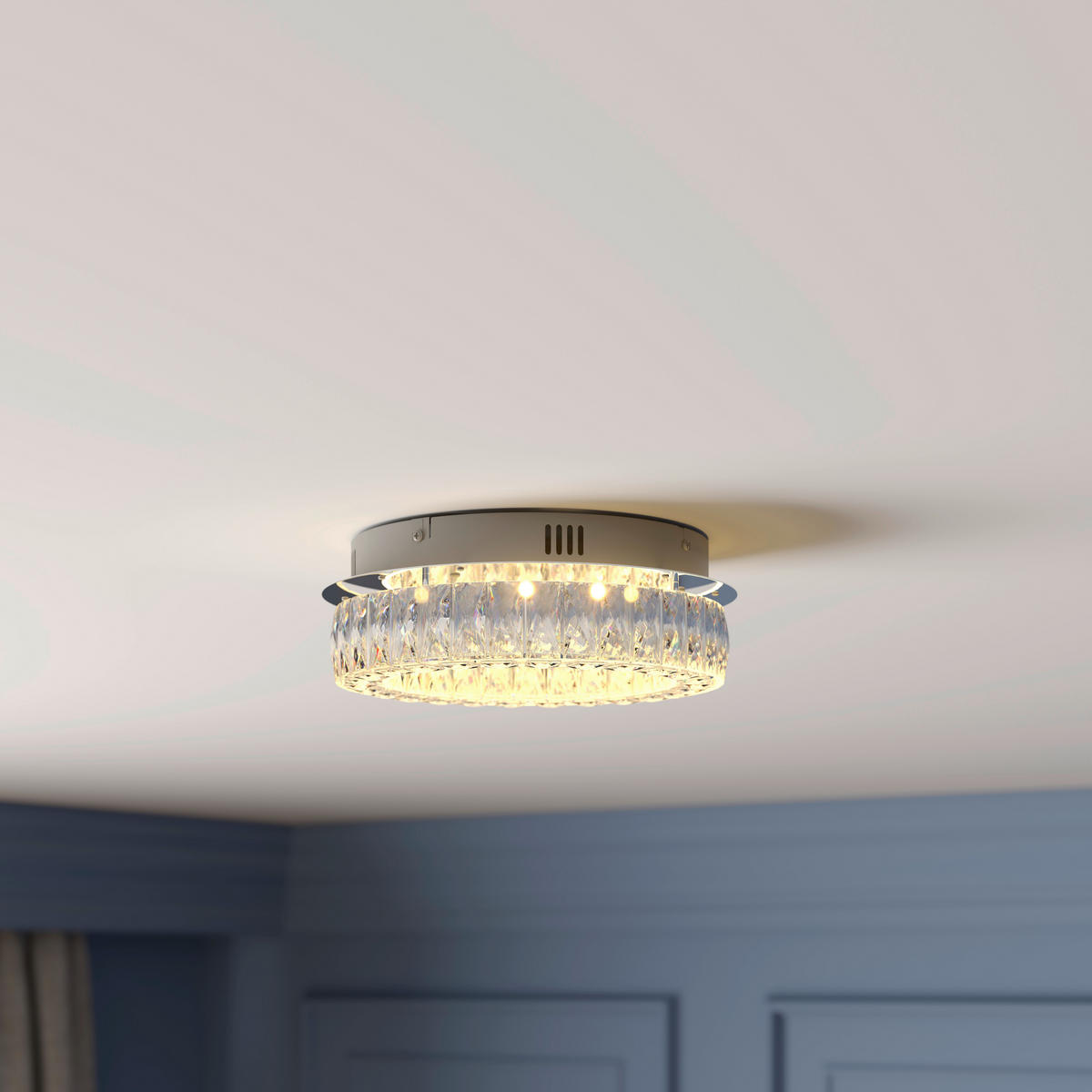 LED-DECKENLEUCHTE 40/14 cm   - Transparent, KONVENTIONELL, Glas/Metall (40/14cm) - Novel