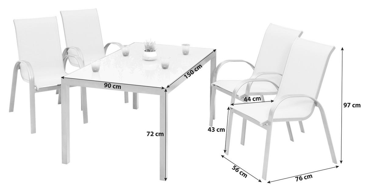 GARTENSET 5-teilig  - Graphitfarben/Grau, KONVENTIONELL, Glas/Textil - Gardenson