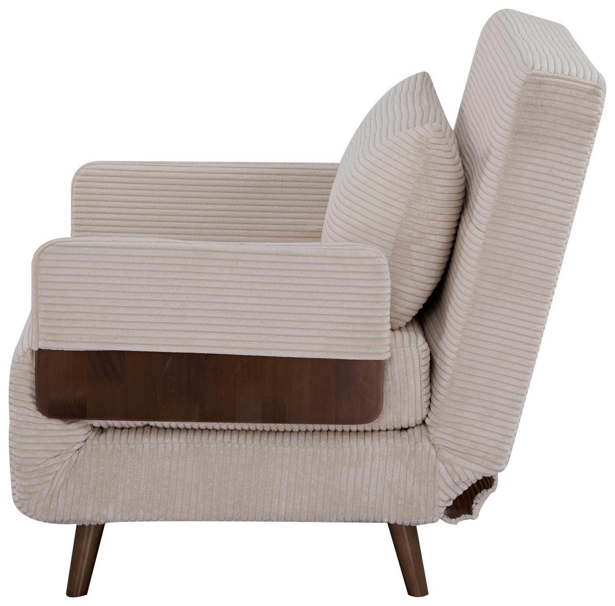 SCHLAFSESSEL Cord Creme    - Hellbraun/Creme, MODERN, Holz/Textil (107/82/91cm) - Livetastic