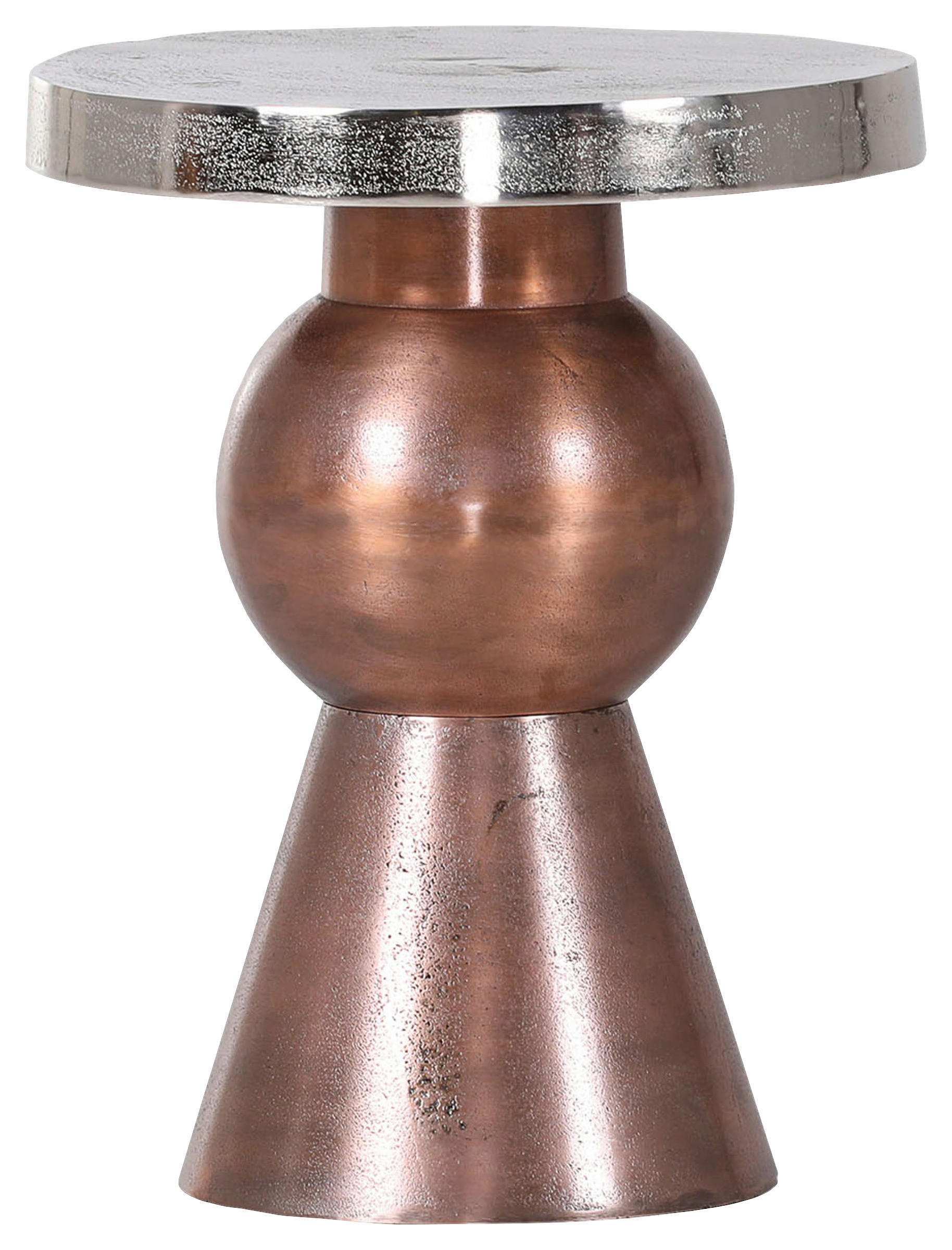 BEISTELLTISCH 36/36/46 cm Alufarben, Kupferfarben rund  - Alufarben/Kupferfarben, Design, Metall (36/36/46cm)