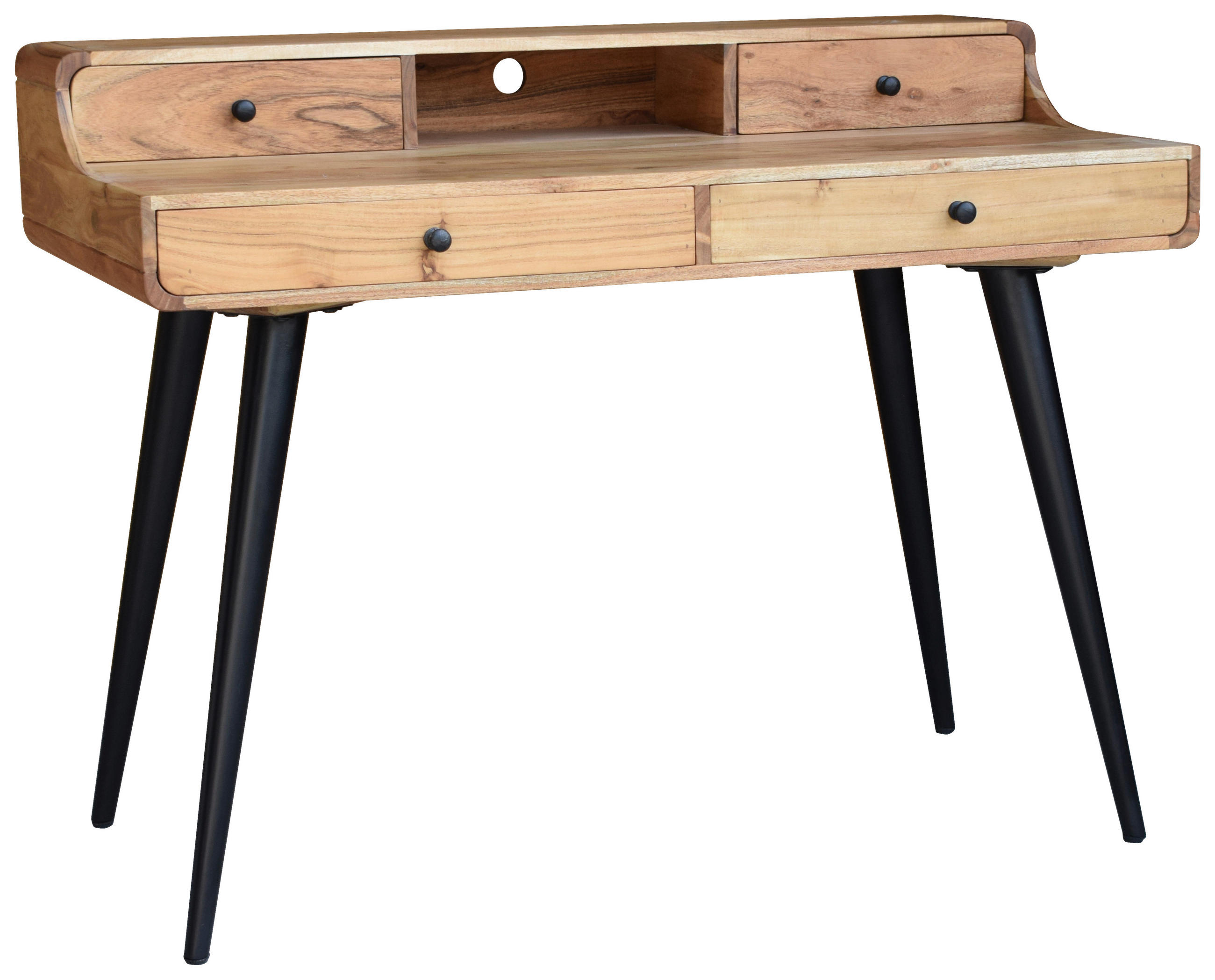 Schreibtisch 60/115/90 cm in Schwarz, Akaziefarben