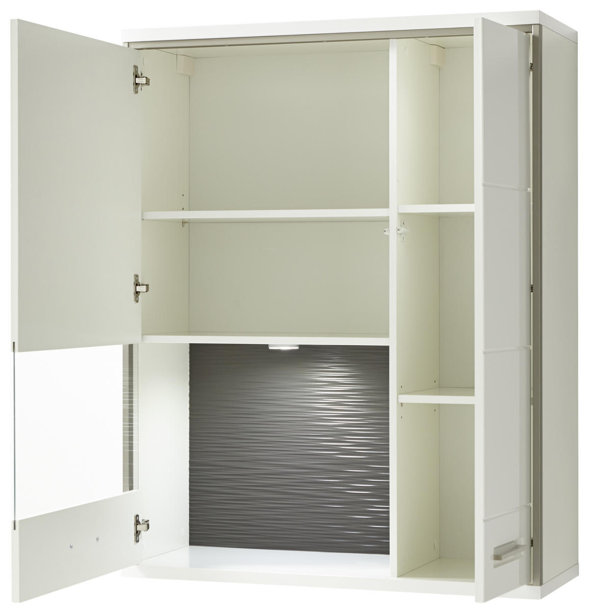 HÄNGEVITRINE in Grau, Silberfarben, Weiss, Weiss Hochglanz   - Weiss Hochglanz/Weiss, Design, Glas/Holzwerkstoff (94/120/38cm) - Livetastic