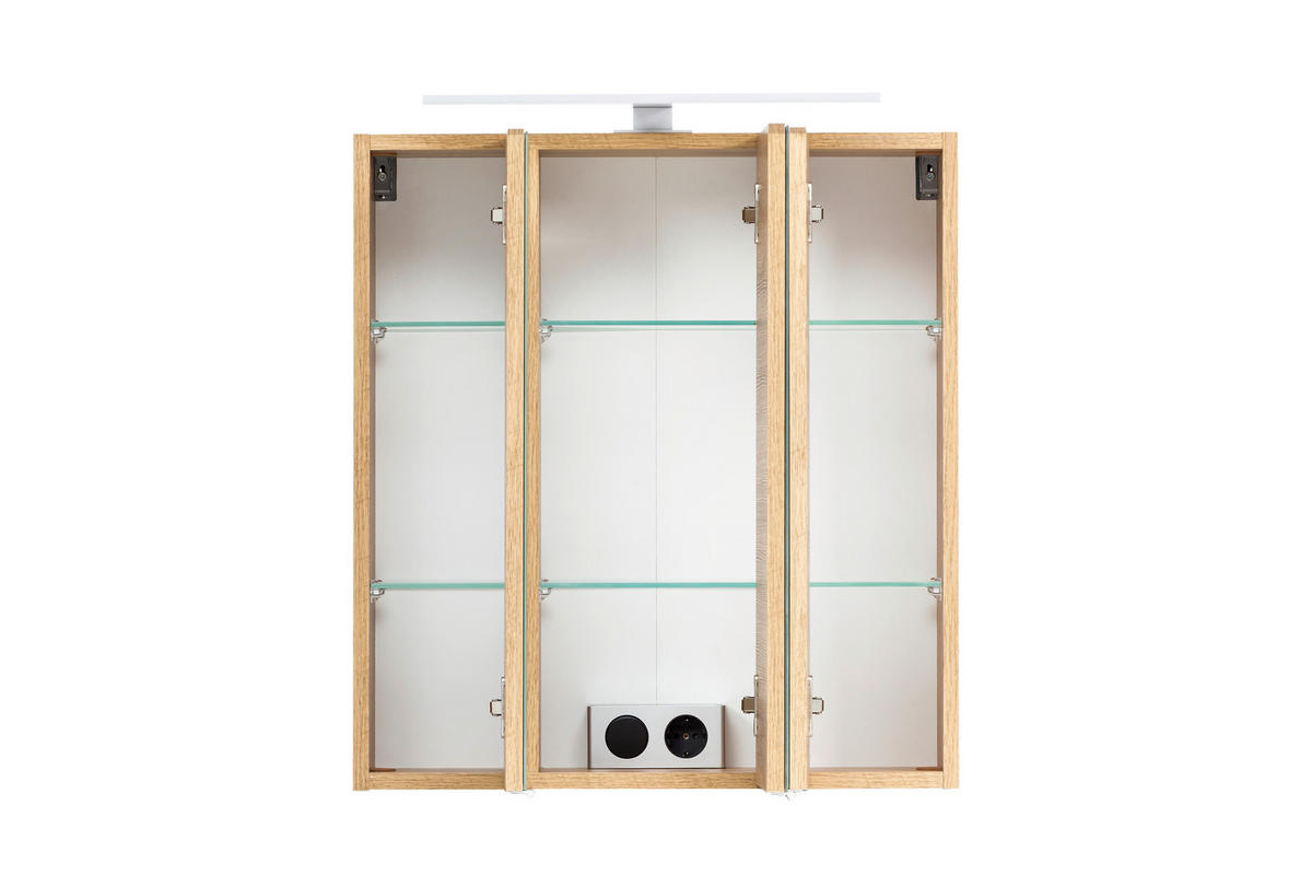 SPIEGELSCHRANK 60/64/20 cm  - Eiche Wotan/Alufarben, Natur, Glas/Holzwerkstoff (60/64/20cm) - Xora