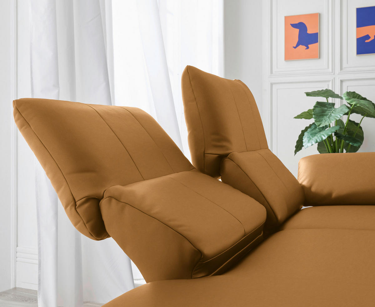 RÉCAMIERE in Echtleder Currygelb  - Chromfarben/Currygelb, Design, Leder/Metall (209/85-109/95-16cm) - Dieter Knoll