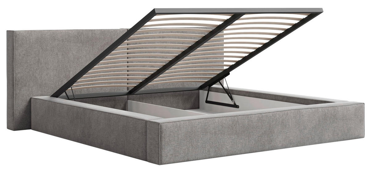 POLSTERBETT 180/200 cm,  in Grau, Bettkasten,  - Schwarz/Grau, MODERN, Holz/Kunststoff (180/200cm) - MID.YOU