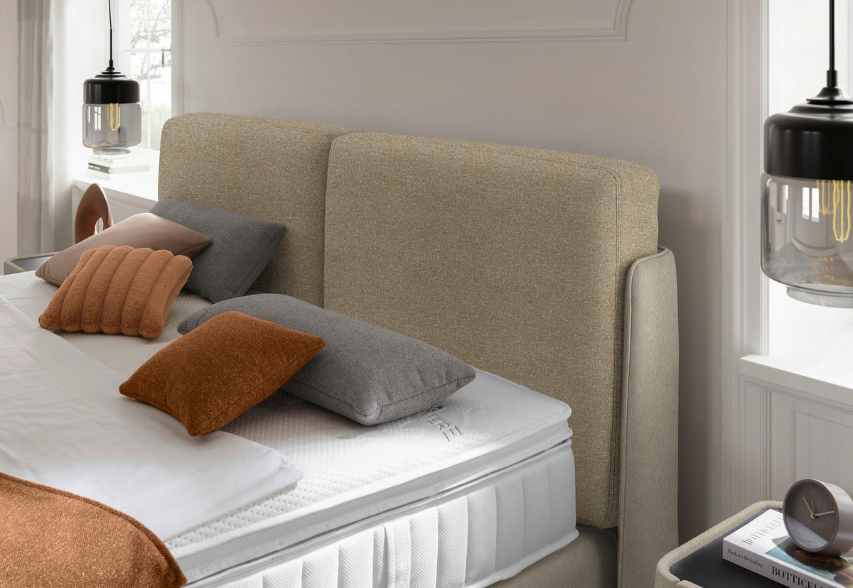 BOXSPRINGBETT 180/200 cm  in Beige  - Beige/Schwarz, Design, Textil/Metall (180/200cm) - Johann Jakob