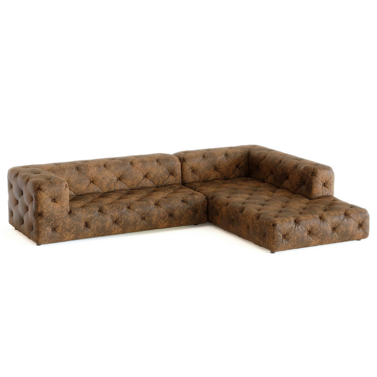 ECKSOFA Lederlook Dunkelbraun  - Dunkelbraun/Schwarz, Design, Kunststoff/Textil (325/228cm) - P & B